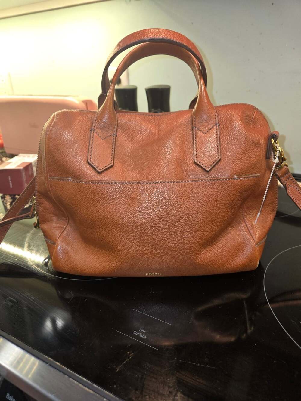 Fossil Fiona Brown Cowhide Leather Satchel Handbag SHB2161